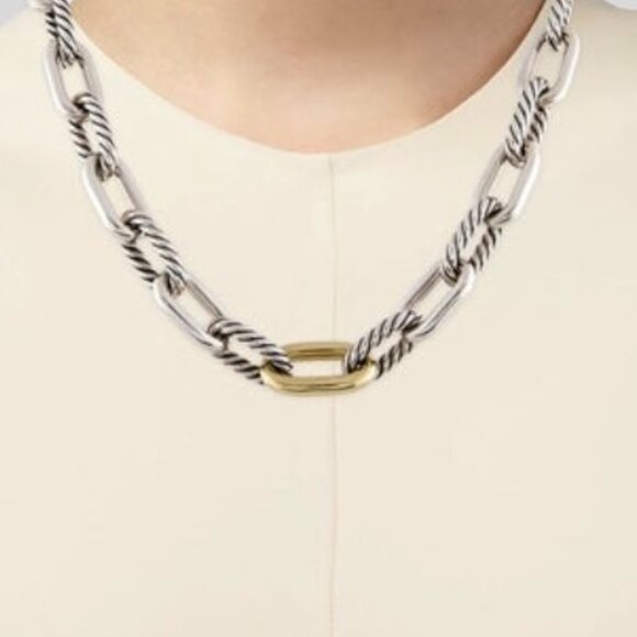 DAVID YURMAN 18K 750 YELLOW GOLD & STERLING SILVER 925 MADISON® CHAIN NECKLACE - Picture 7 of 9